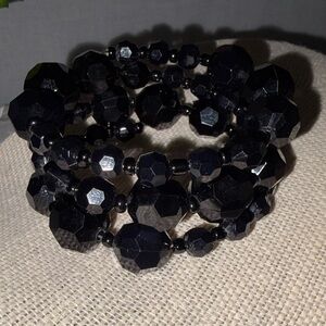 Elegant Black Beaded Layered Bracelet